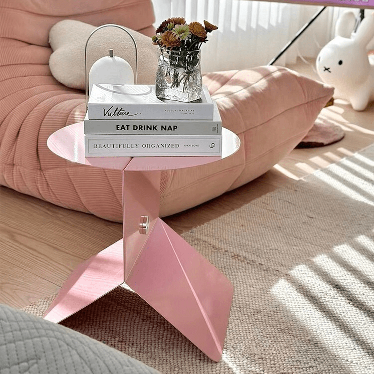 Pink Table Rack Pink Coffee Table – Modern Side Metal Table Magazine Rack – The Feelz