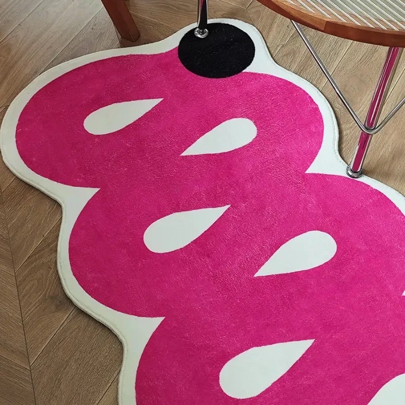 Machine washable non-slip pink rug for bedroom decor