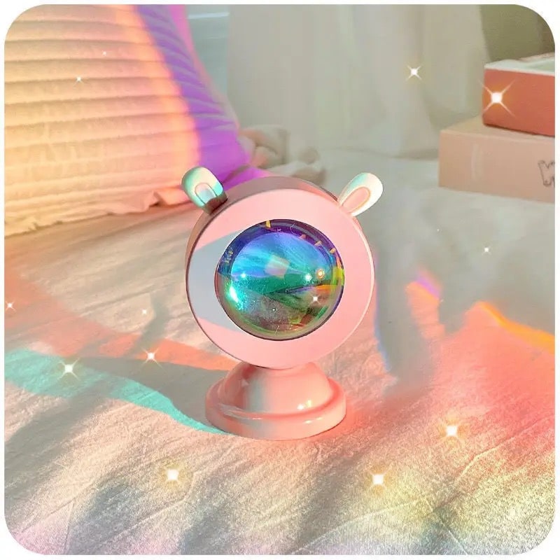 Rainbow projection lamp with warm sunset lighting