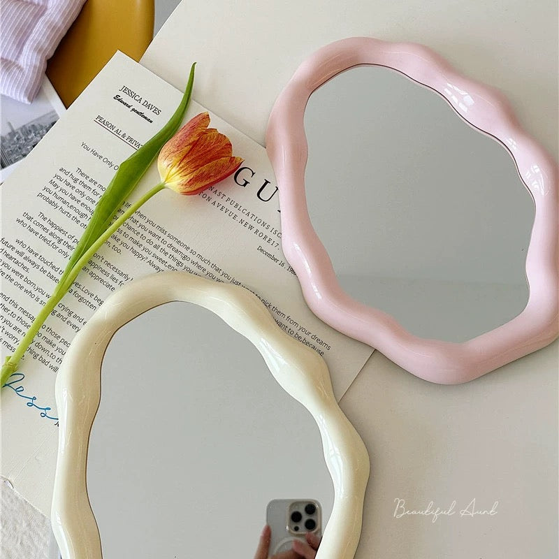 Modern pastel wavy mirror, perfect for coquette decor