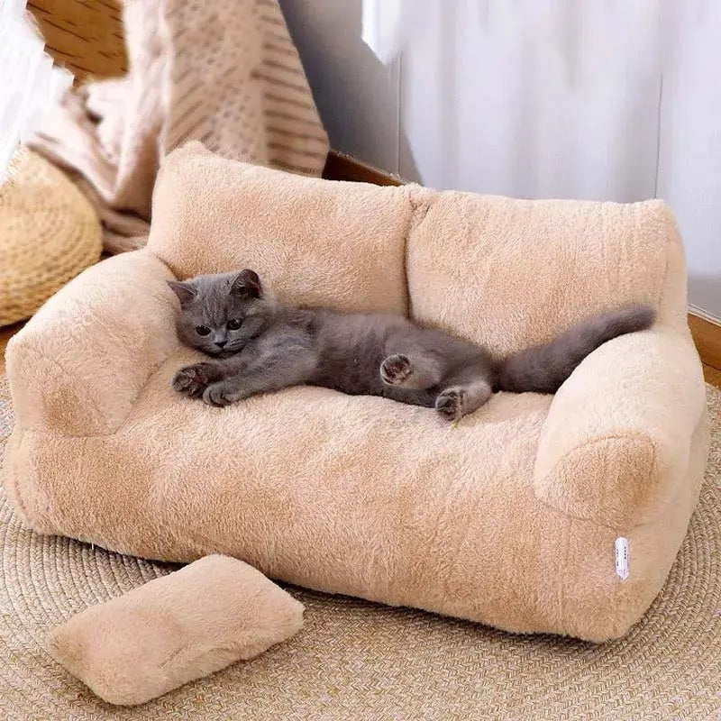 Luxury Plush Cat Bed Sofa with removable cover