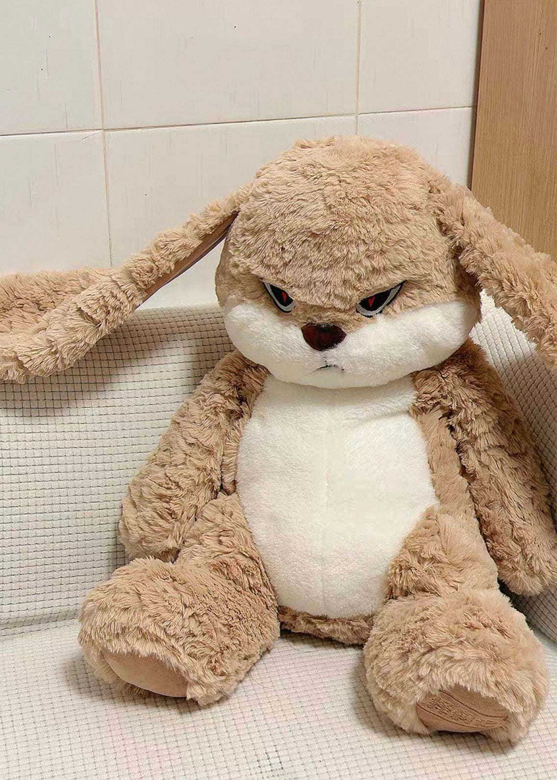 Angry Rabbit Plush Toy - Kawaii Long-Eared Bunny for Gifting & Decor
