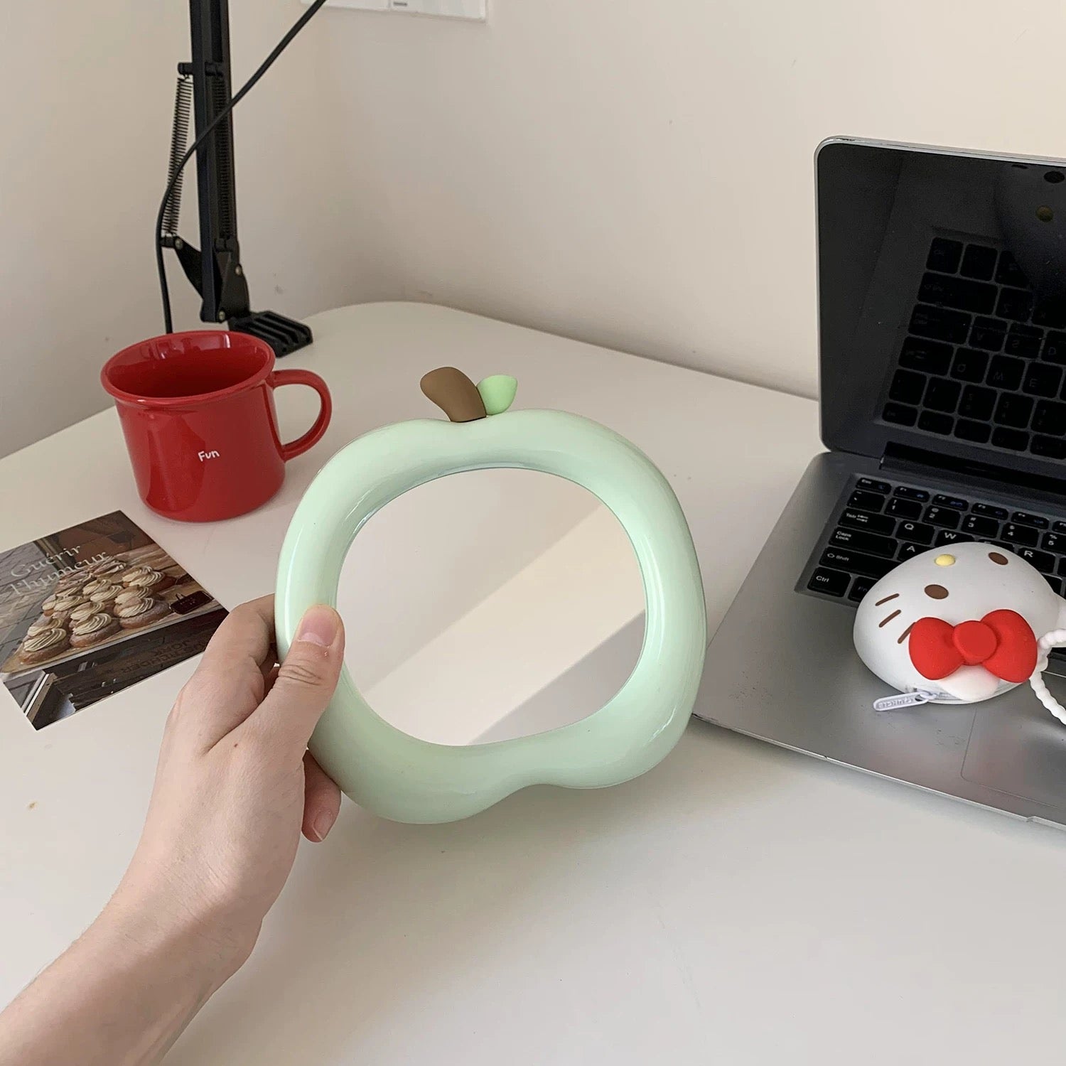 Red apple mirror for girly and soft aesthetic dorm spaces