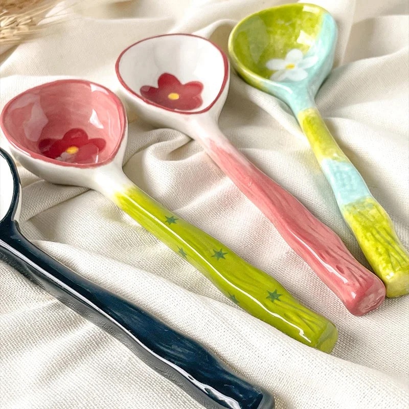 Cute and colorful ceramic spoon for kitchen decor