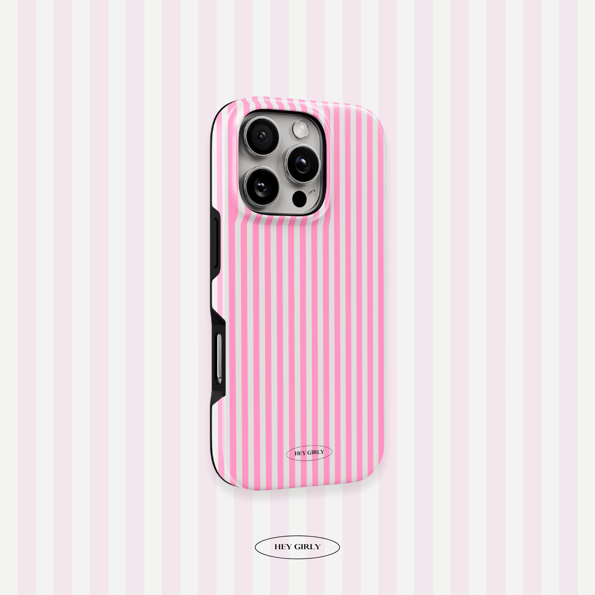 Preppy pink striped iPhone case with coquette aesthetic