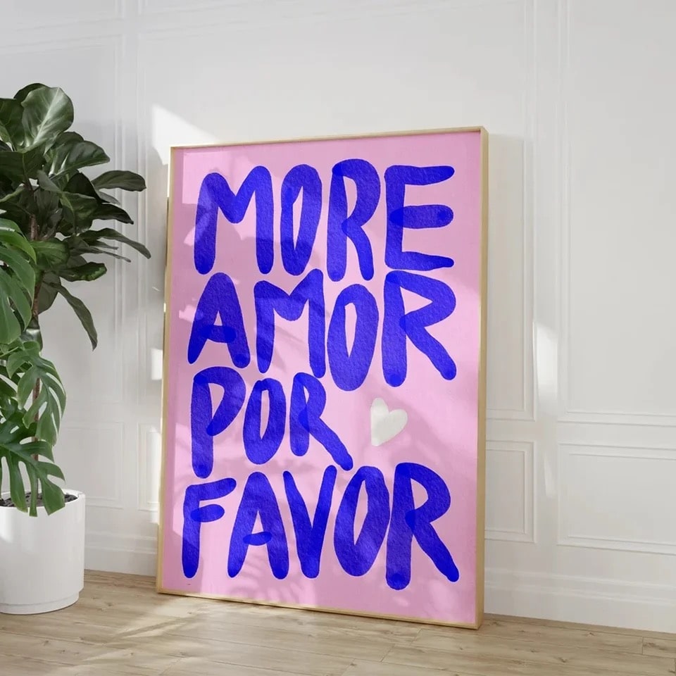 Colorful love quote poster for preppy aesthetic room