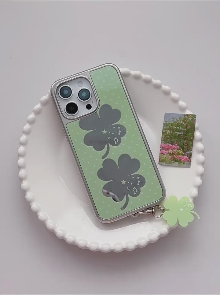 Bring lucky vibes and dreamy aesthetics to your phone with our Green Clover Mirror iPhone Case
