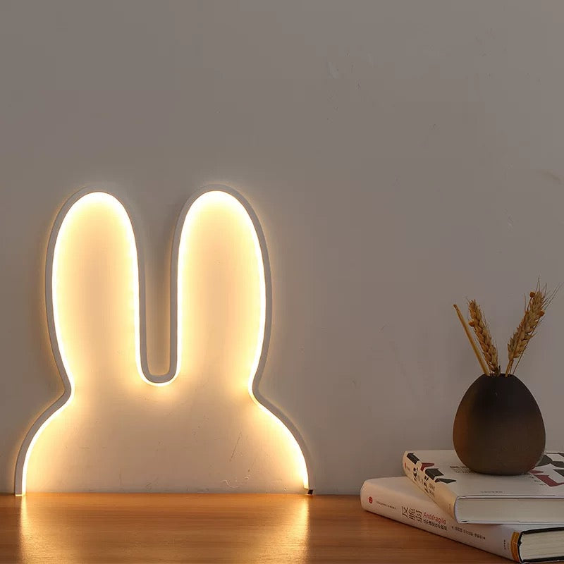 Rabbit Neon LED Night Light – Cute USB Powered LED Desk Lamp for Kids' Rooms and Home Decor