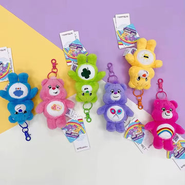 Sanrio plush rainbow bear keychain for bags and backpacks