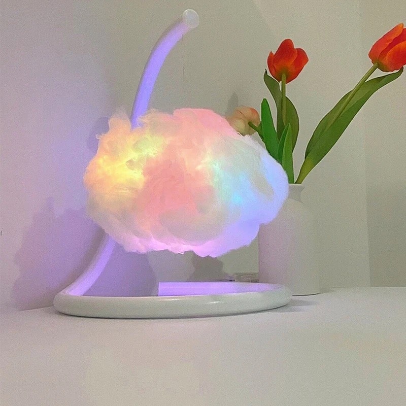 Kids' Room Rainbow Fluffy Lamp – Cute Cloud LED Night Light for Bedroom Decor and Nighttime Reading