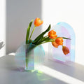 Geometric rainbow vase in multi-color acrylic for flowers