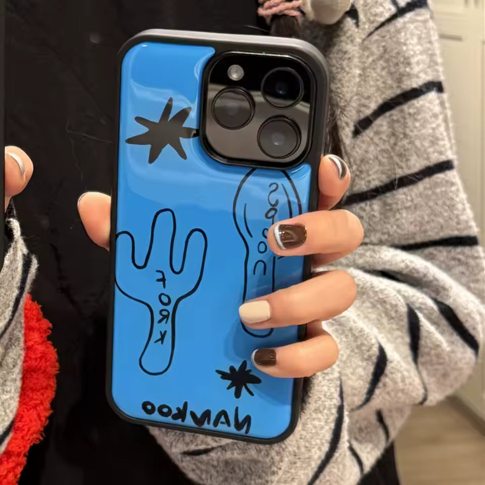 Girl holding red graffiti iPhone case with epoxy shine