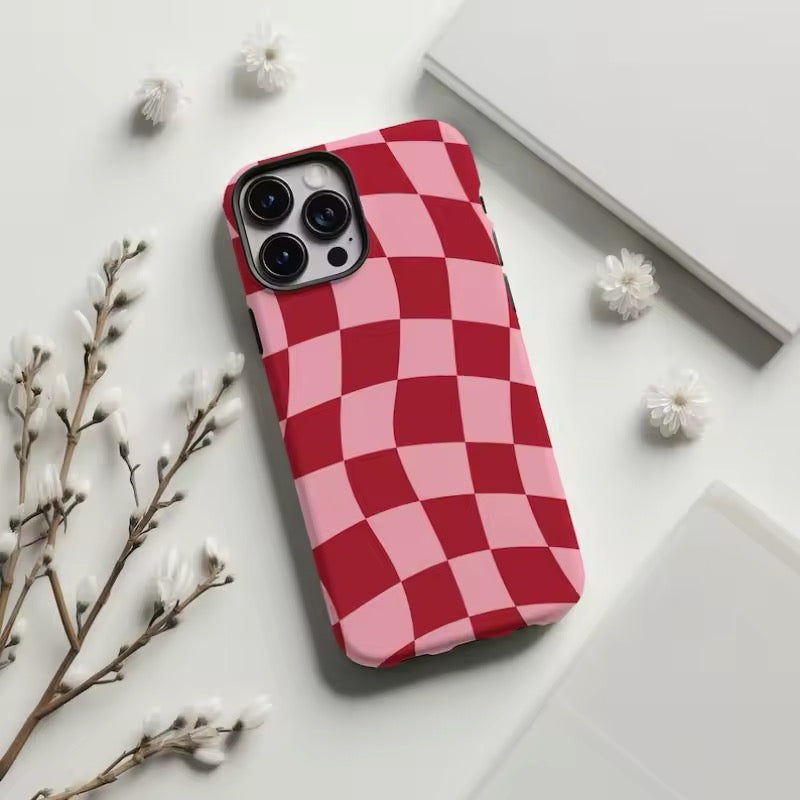 Aesthetic wavy grid phone cover for iPhone 15 14 13
