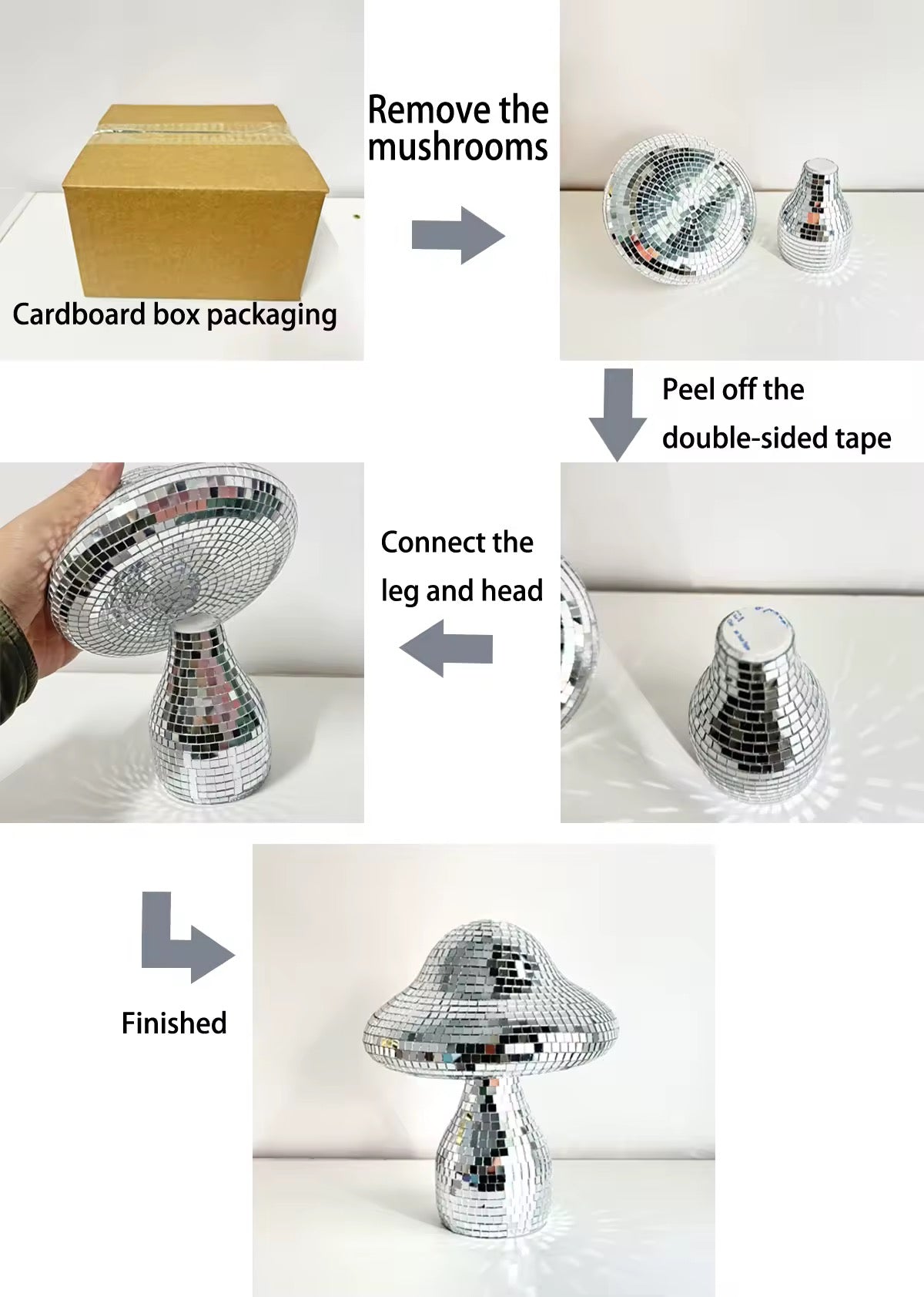 Pastel mushroom mirrorball styled in a cozy Gen Z dorm