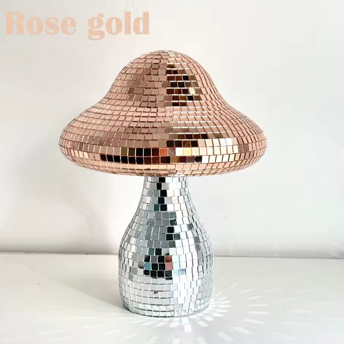 Aesthetic girl’s desk with mushroom mirror catching sunlight