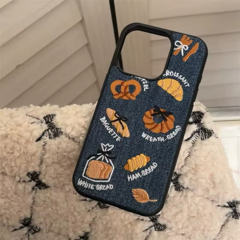 Denim Bread iPhone Case – Cute Embroidered Korean Case – The Feelz Denim Bread iPhone Case – Cute Embroidered Korean Case – The Feelz