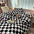 Retro Bedroom Decor with Checkerboard Plaid Bedding Set