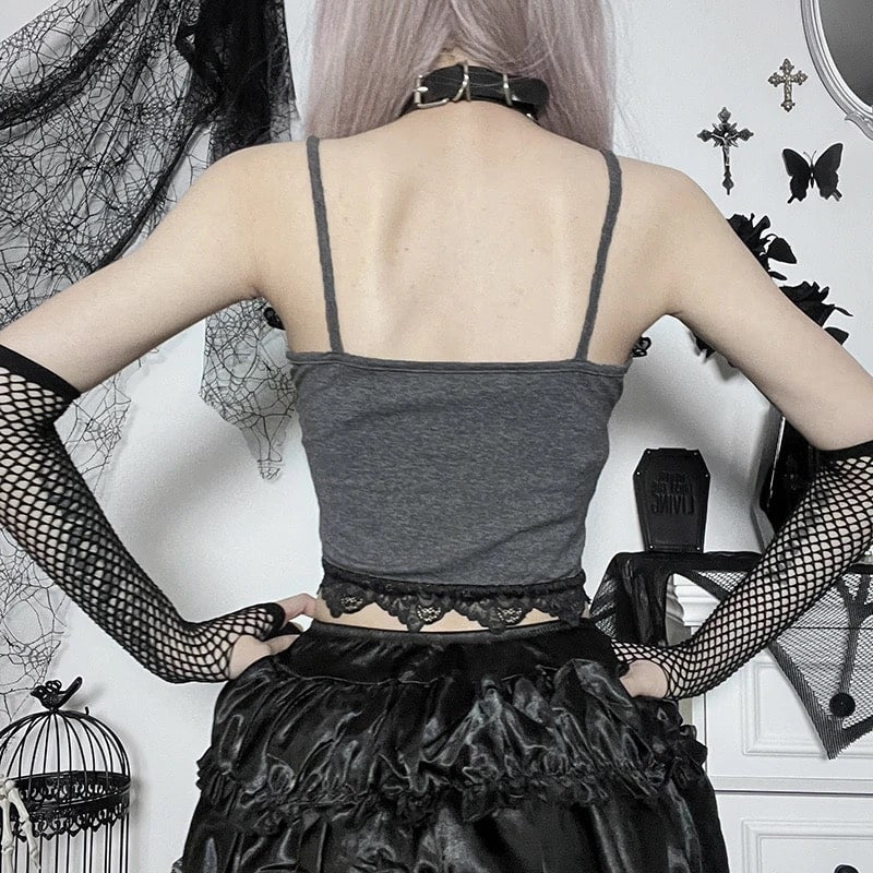 E-girl Gothic butterfly crop top with retro and grunge style