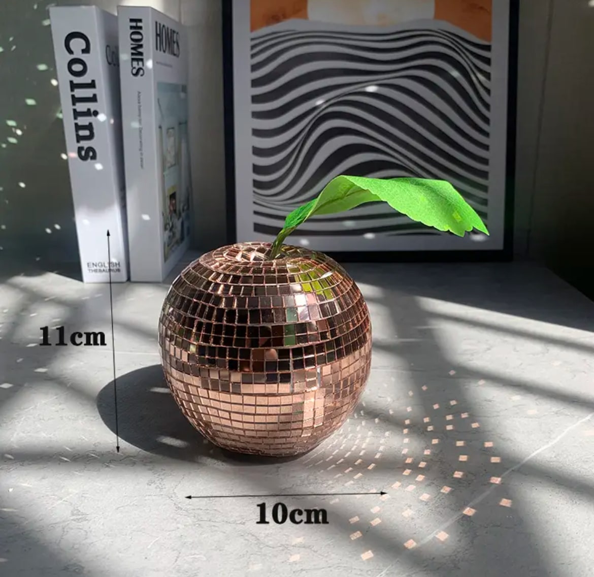 Retro-inspired apple mirror ball for room decor