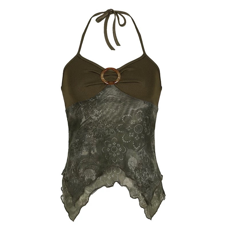 Cottagecore aesthetic top with a backless design