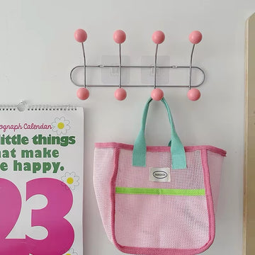 Retro pink wall mounted coat rack for entryway and bedroom storage