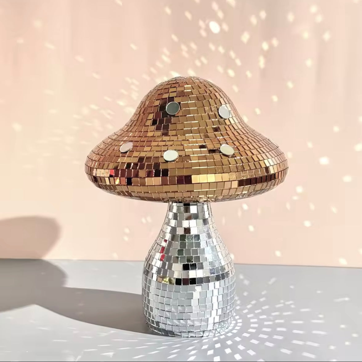 Fun surreal mushroom art object on bookshelf