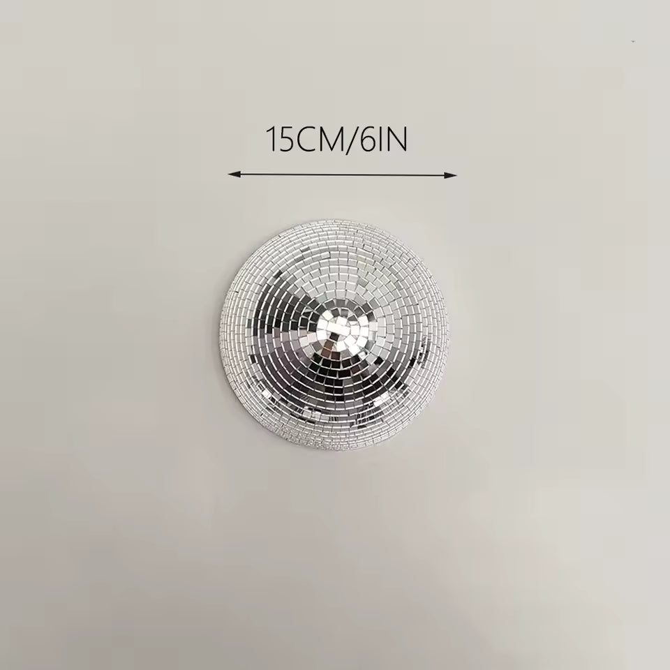 Round mirror with dimensions labeled on a plain background
