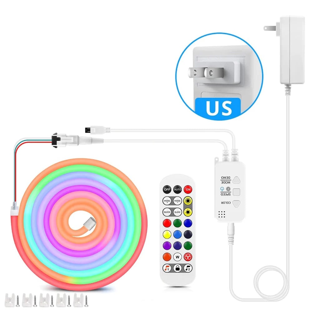 RGBIC dreamcolor neon rope lights with WiFi control for modern decor