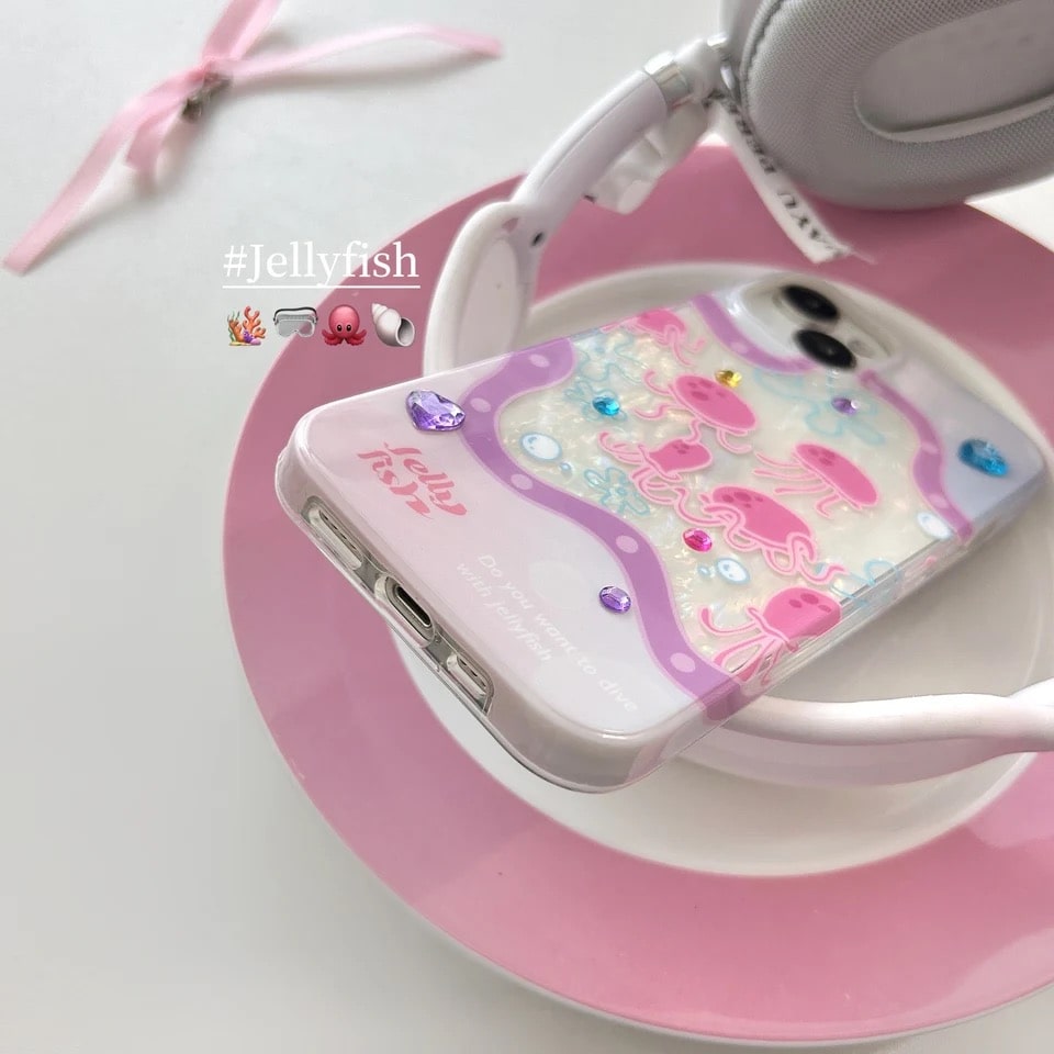 Jellyfish iPhone Case Mermaidcore Y2K Rhinestone Cover The Feelz Jellyfish iPhone Case Mermaidcore Y2K Rhinestone Cover The Feelz