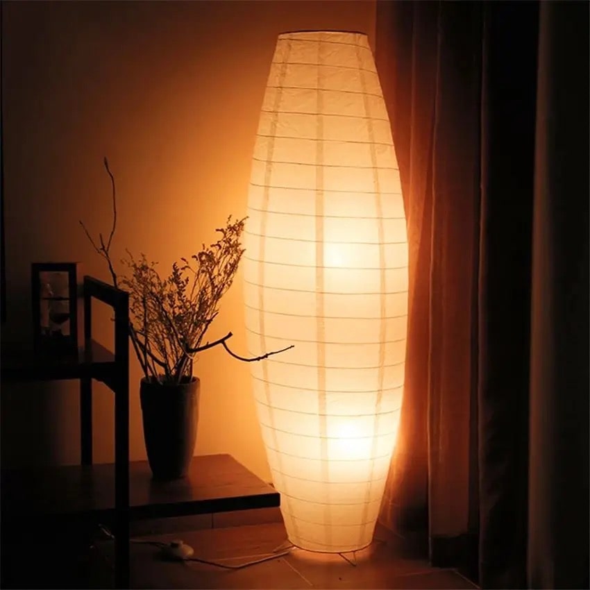 Japanese paper floor lamp for warm ambiance