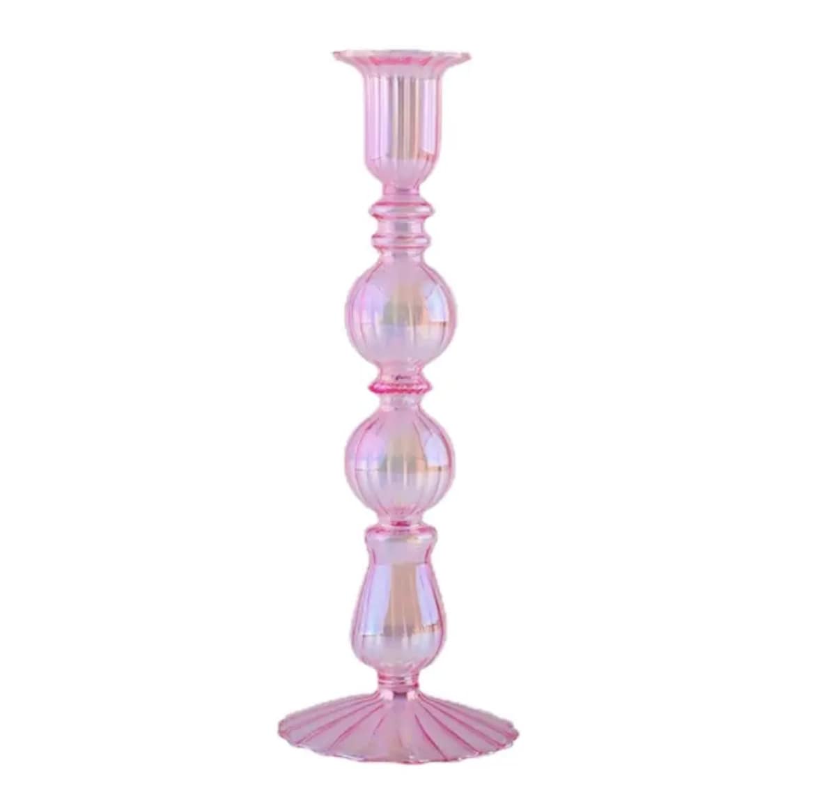 Romantic Purple Tabletop Candle Holder – Transparent Glass for Parties