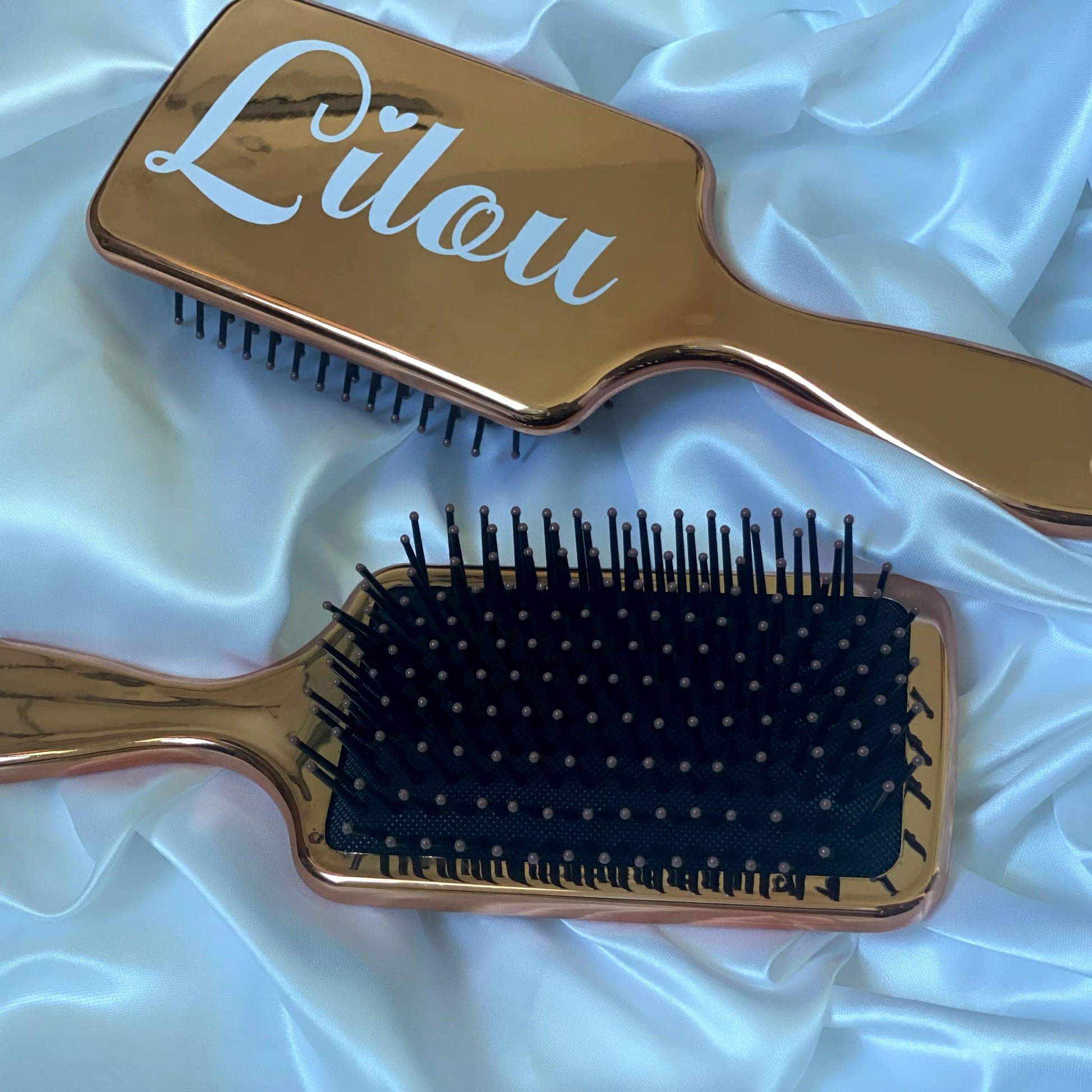 rose gold mirror finish personalized hair brush