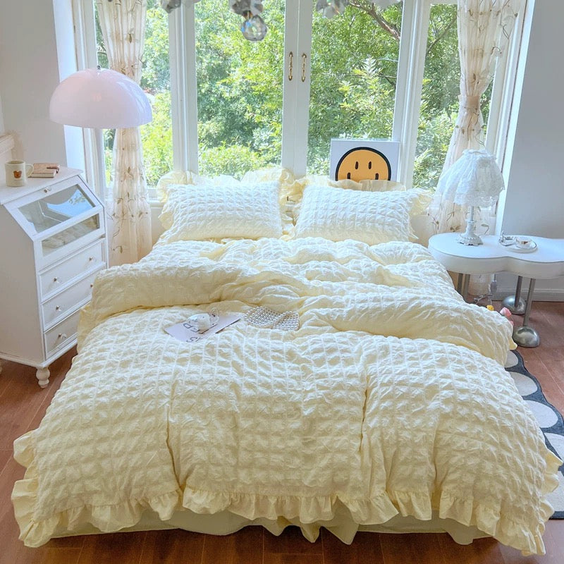 Ruffled Lace Trim Bedding Set - Perfect for Princess Aesthetic Room Decor