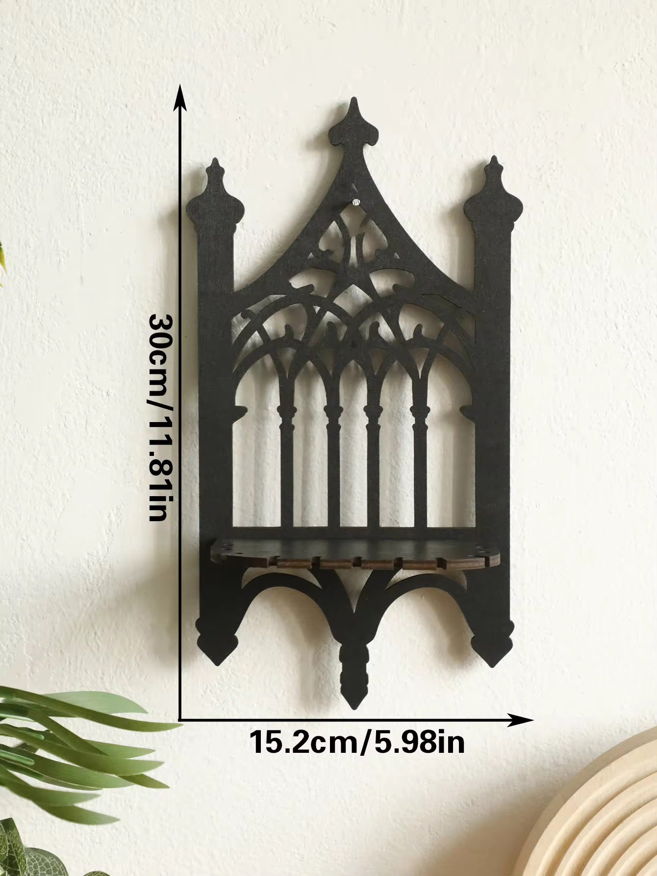 Wooden wall shelf for gothic and rustic decor