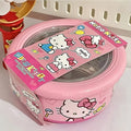 Stainless steel pink soup bowl featuring Hello Kitty motif