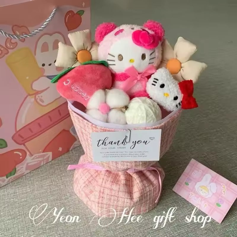 Kawaii Hello Kitty flower bouquet featuring My Melody for a thoughtful and artistic gift