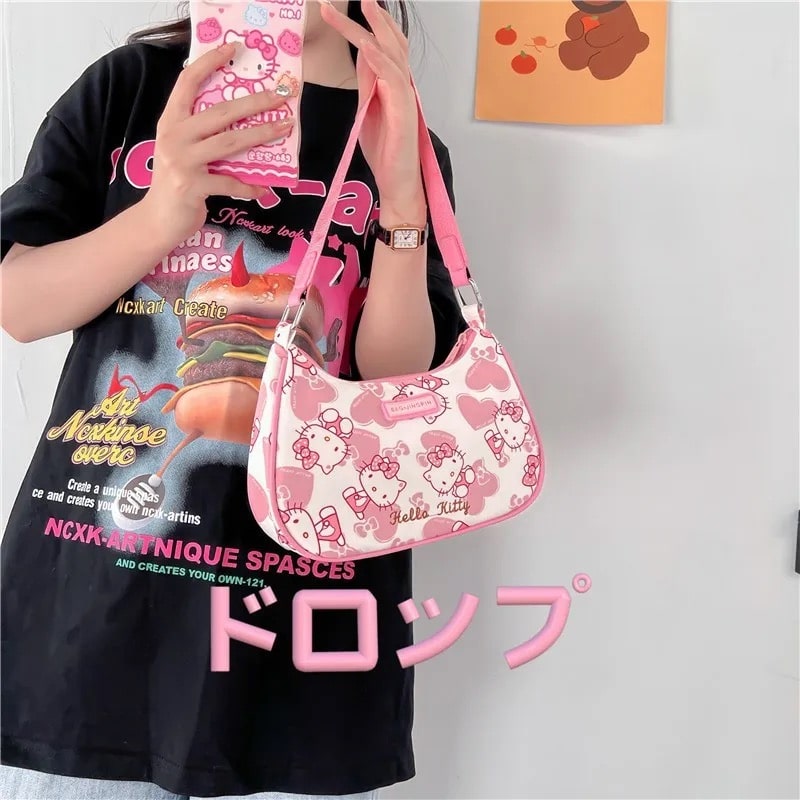 Stylish Hello Kitty tote bag with zip closure – kawaii fashion