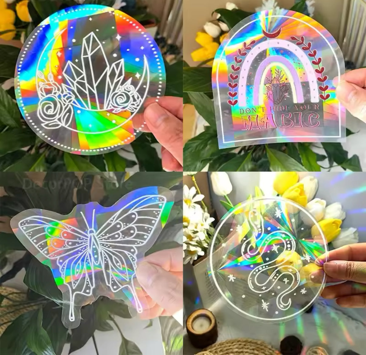 Sunlight prism window film sticker with cosmic elements
