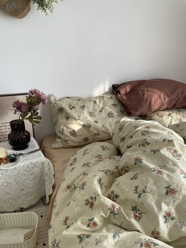 Vintage Floral Bedding Set - Cotton Cottagecore Duvet Cover
