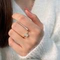 Silver aesthetic ring with three-stone design, elegant jewelry