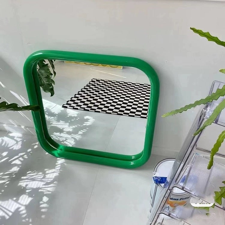 Modern Nordic rectangular mirror with a sleek metal frame. Decorative wall hanging or vanity mirror for home or bathroom use.