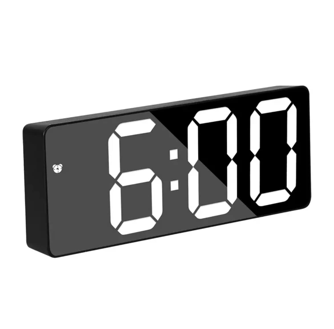 Nordic silver desk clock with temperature display