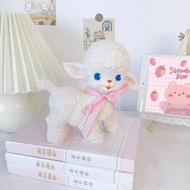 Vintage Sheep Doll – Cute Desk Ornament for Retro Home Decor – The