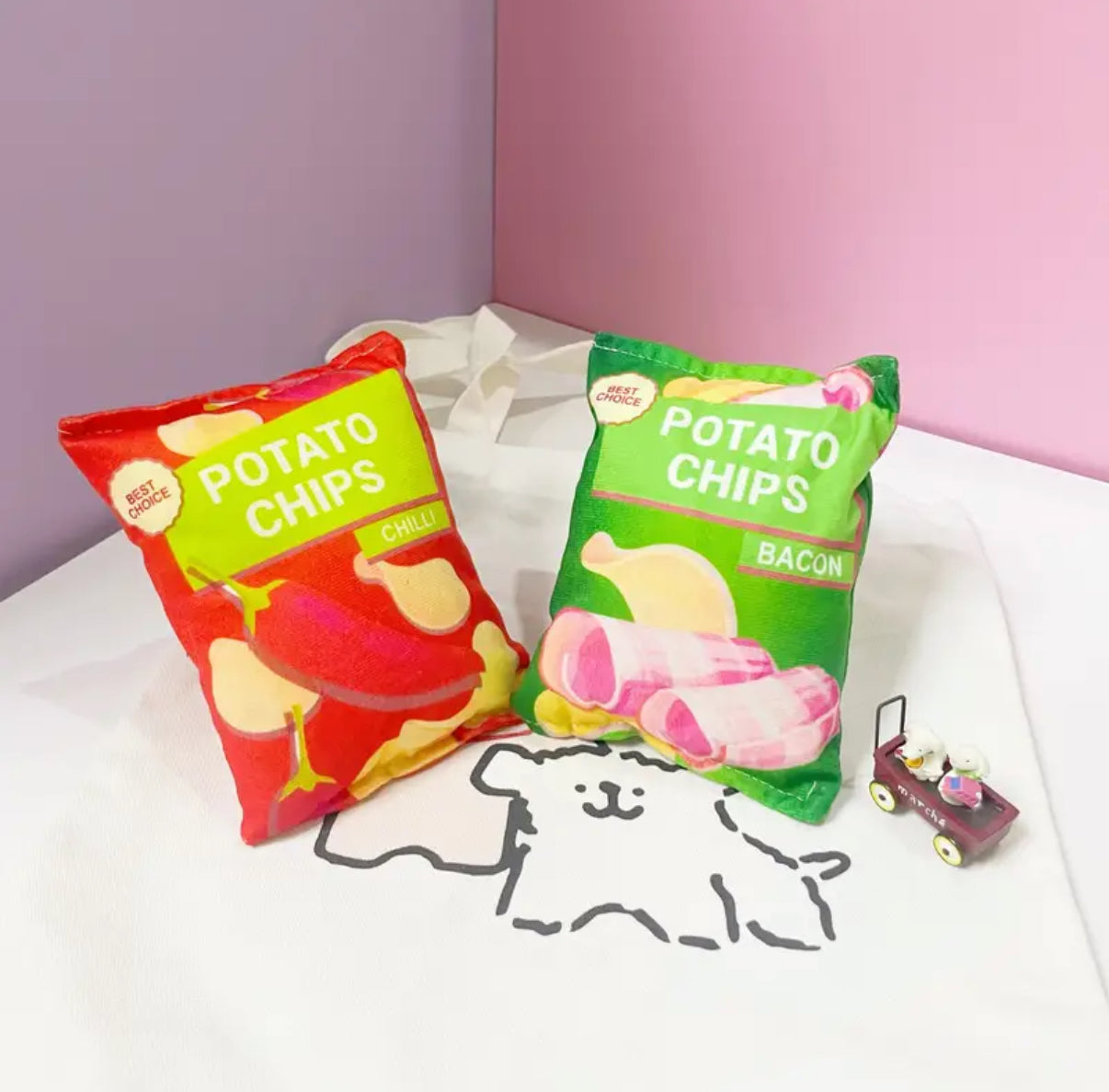 Small and medium dog toys with squeaky and crinkle features