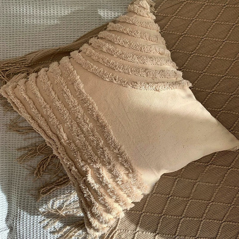 Boho pillow cover with tassels, an ideal accent for bohemian home decor