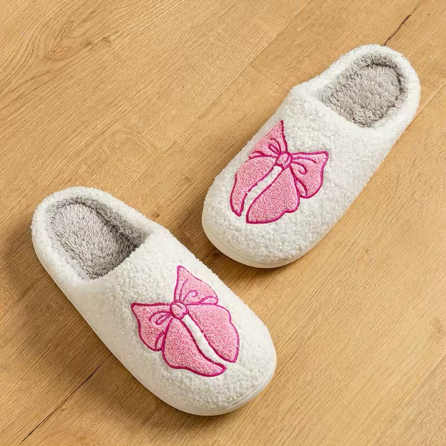 Plush-Lined Coquette Slippers - Warm and Comfortable Indoor Shoes