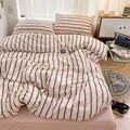 King Size Pink Line Duvet Cover Set for Preppy Room Decor