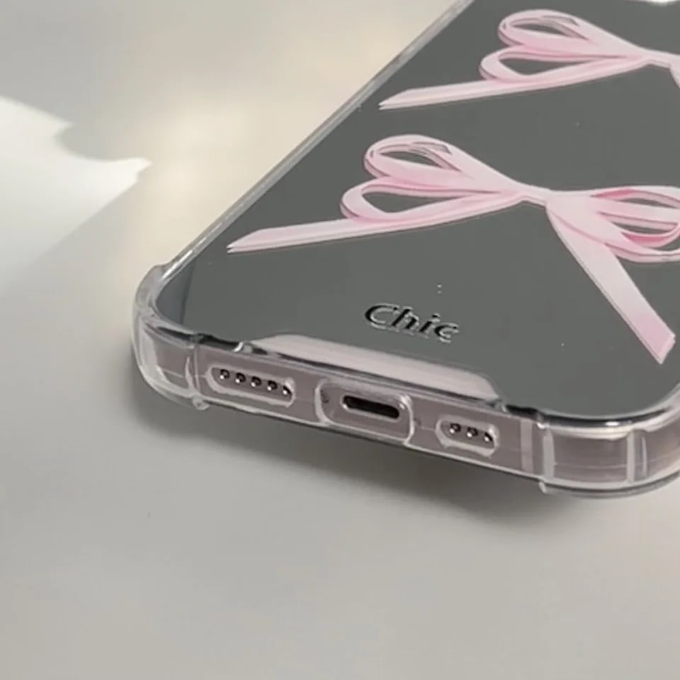 Soft Girl Aesthetic Silicone Cover – Pink Bow Design