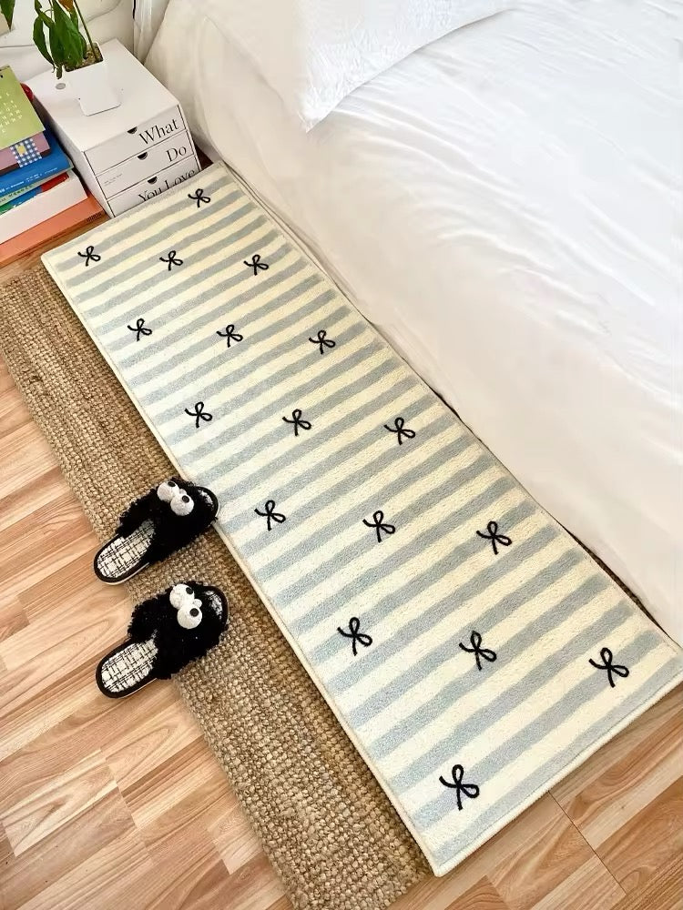 Soft faux cashmere coquette bow rug for bedroom decor