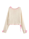 Aesthetic Coquette Style Bow Sweater for Fall